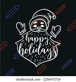 Merry Christmas. Typography. Vector logo, text design. Greeting card.