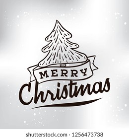 Merry Christmas. Typography. Vector logo, text design. Greeting card.