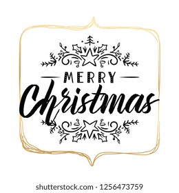 Merry Christmas. Typography. Vector logo, text design. Greeting card.