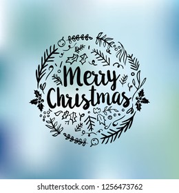 Merry Christmas. Typography. Vector logo, text design. Greeting card.