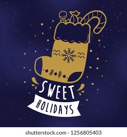 Merry Christmas. Typography. Vector logo, text design. Greeting card.