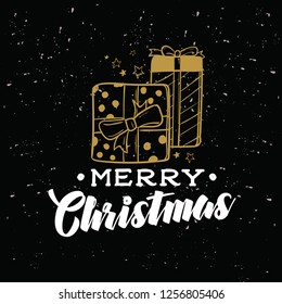 Merry Christmas. Typography. Vector logo, text design. Greeting card.