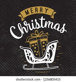 Merry Christmas. Typography. Vector logo, text design. Greeting card.