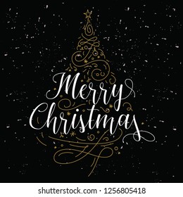 Merry Christmas. Typography. Vector logo, text design. Greeting card.