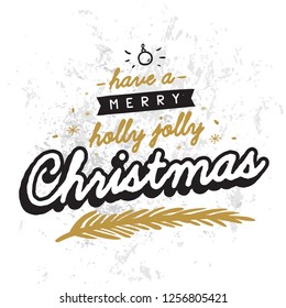 Merry Christmas. Typography. Vector logo, text design. Greeting card.