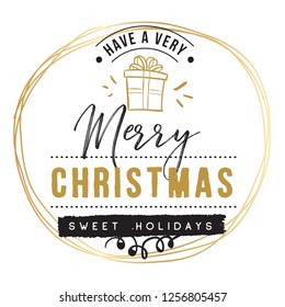 Merry Christmas. Typography. Vector logo, text design. Greeting card.