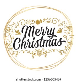 Merry Christmas. Typography. Vector logo, text design. Greeting card.