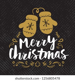 Merry Christmas. Typography. Vector logo, text design. Greeting card.