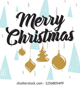 Merry Christmas. Typography. Vector logo, text design. Greeting card.