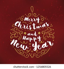 Merry Christmas. Typography. Vector logo, text design. Greeting card.
