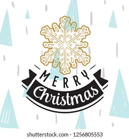 Merry Christmas. Typography. Vector logo, text design. Greeting card.