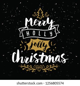 Merry Christmas. Typography. Vector logo, text design. Greeting card.