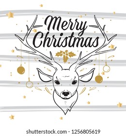 Merry Christmas. Typography. Vector logo, text design. Greeting card.
