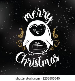 Merry Christmas. Typography. Vector logo, text design. Greeting card.