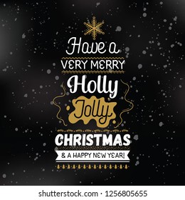 Merry Christmas. Typography. Vector logo, text design. Greeting card.