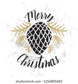 Merry Christmas. Typography. Vector logo, text design. Greeting card.