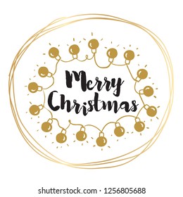 Merry Christmas. Typography. Vector logo, text design. Greeting card.