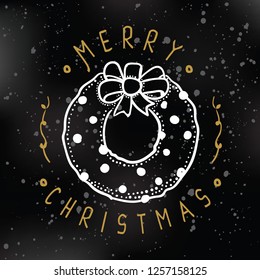 Merry Christmas. Typography. Vector logo, text design. Greeting card.