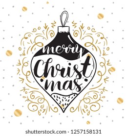 Merry Christmas. Typography. Vector logo, text design. Greeting card.