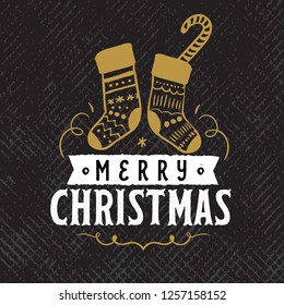 Merry Christmas. Typography. Vector logo, text design. Greeting card.