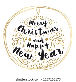 Merry Christmas. Typography. Vector logo, text design. Greeting card.