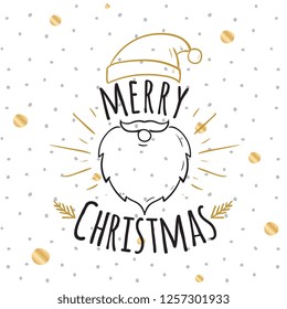 Merry Christmas. Typography. Vector logo, text design. Greeting card.