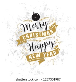 Merry Christmas. Typography. Vector logo, text design. Greeting card.