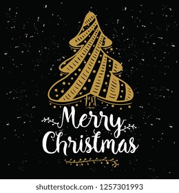 Merry Christmas. Typography. Vector logo, text design. Greeting card.