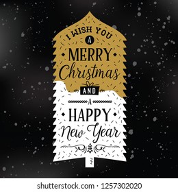 Merry Christmas. Typography. Vector logo, text design. Greeting card.