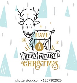 Merry Christmas. Typography. Vector logo, text design. Greeting card.