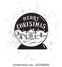Merry Christmas. Typography. Vector logo, text design. Greeting card.