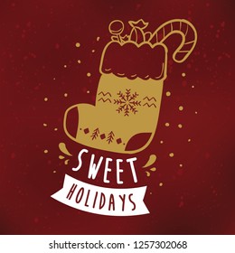Merry Christmas. Typography. Vector logo, text design. Greeting card.