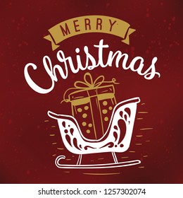 Merry Christmas. Typography. Vector logo, text design. Greeting card.