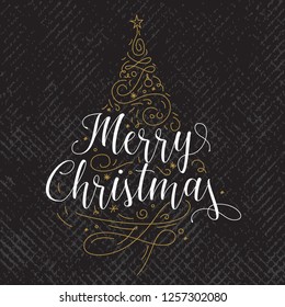 Merry Christmas. Typography. Vector logo, text design. Greeting card.