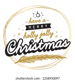 Merry Christmas. Typography. Vector logo, text design. Greeting card.
