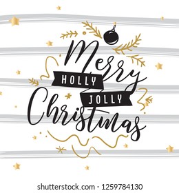 Merry Christmas. Typography. Vector logo, text design. Greeting card.