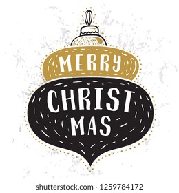 Merry Christmas. Typography. Vector logo, text design. Greeting card.