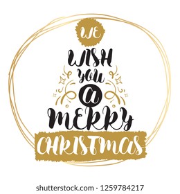 Merry Christmas. Typography. Vector logo, text design. Greeting card.