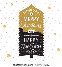 Merry Christmas. Typography. Vector logo, text design. Greeting card.