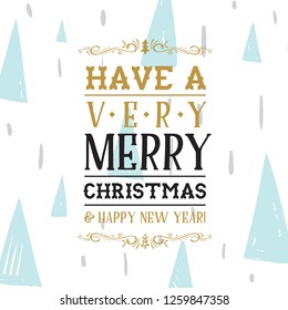 Merry Christmas. Typography. Vector logo, text design. Greeting card.