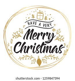 Merry Christmas. Typography. Vector logo, text design. Greeting card.