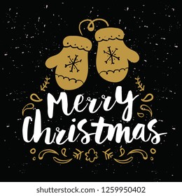 Merry Christmas. Typography. Vector logo, text design. Greeting card.