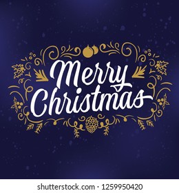 Merry Christmas. Typography. Vector logo, text design. Greeting card.