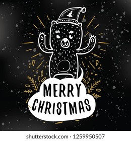 Merry Christmas. Typography. Vector logo, text design. Greeting card.