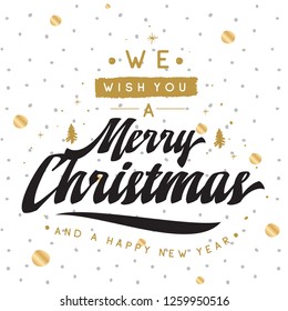Merry Christmas. Typography. Vector logo, text design. Greeting card.