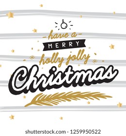 Merry Christmas. Typography. Vector logo, text design. Greeting card.