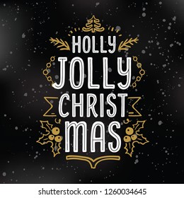 Merry Christmas. Typography. Vector logo, text design. Greeting card.