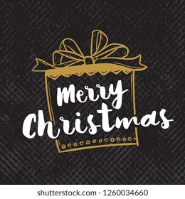 Merry Christmas. Typography. Vector logo, text design. Greeting card.