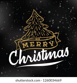 Merry Christmas. Typography. Vector logo, text design. Greeting card.