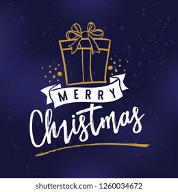Merry Christmas. Typography. Vector logo, text design. Greeting card.